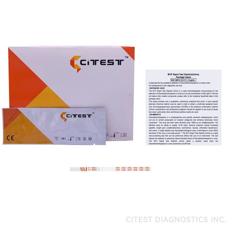 MTZ Rapid Test Dipstick Urine specimen,  Desmethylmirtazapine detect, Drug Abuse Test Kit